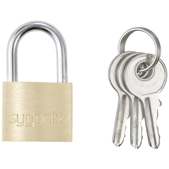 Sygonix SY-5045280 Hänglås 19.7 mm Guldgul Nyckel