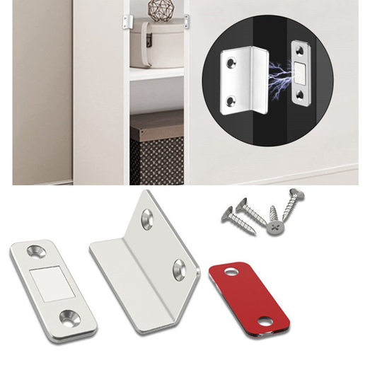 L-format magnetiskt skåplås 10 st med fästtillbehör Silver