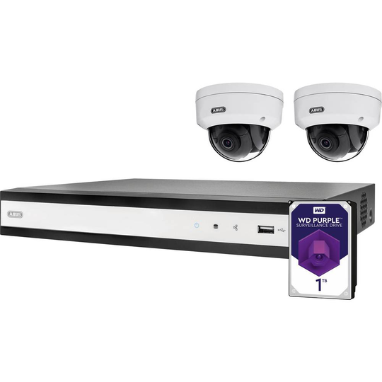 LAN IP-Övervakningskameraset 4 kanaler med 2 kameror 1920 x 1080 pixel ABUS Performance Line 4-Kanal PoE Set TVVR36422D