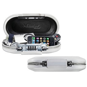 Master Lock Safe Space Small Combination Lock Box with Cable - Security box för mobiltelefon/spelare/kamera - vit, metall