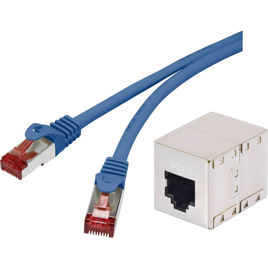 Renkforce RF-3828934 RJ45 Nätverk Förlängningskabel CAT 6 S/FTP 25.00 cm Blå med låsskydd, guldpläterad kontakt