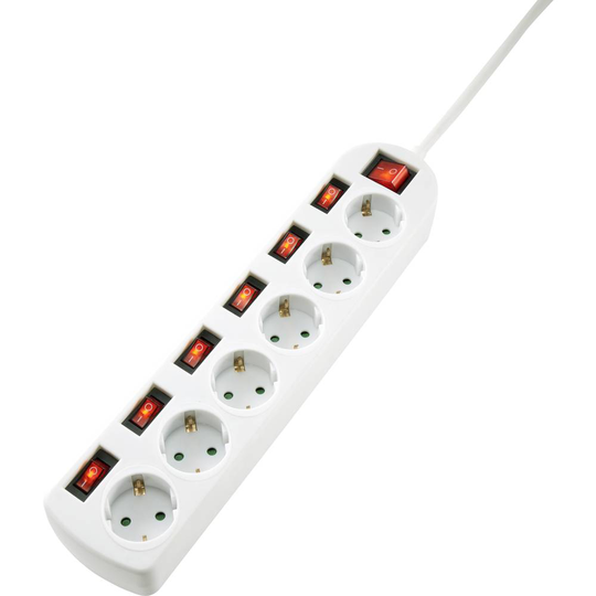 Sygonix SY-4535070 Förgreningsdosa med brytare Vit Skyddskontakt