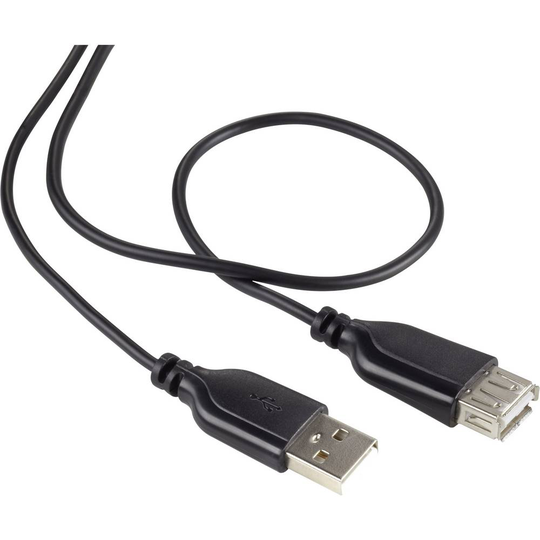 Renkforce RF-4080795 USB 2.0 Förlängningskabel [1x USB 2.0 A hane - 1x USB 2.0 A hona] 1.00 m Svart SuperSoft-kabelhölje