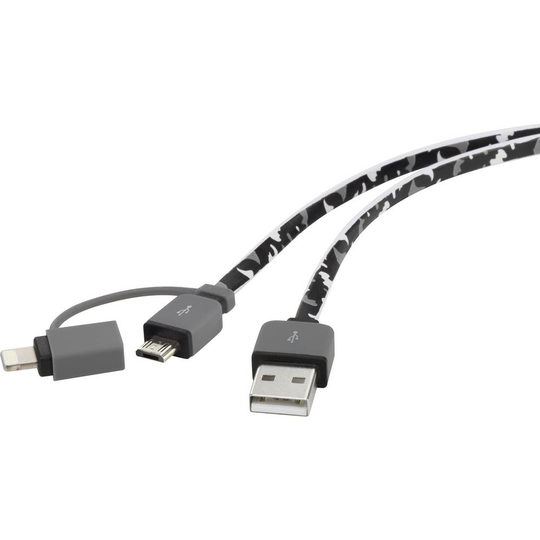 Renkforce N/A N/A [1x USB 2.0 A hane - 1x USB 2.0 Micro-B hane, Apple Lightning hane] 20.00 cm Kamouflage