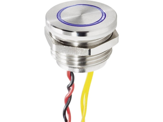 Renkforce RF-4707818 Ringeklokke Belyst, Med Piezo Enkel Rustfrit stål, Blå 24 V/0,3 A