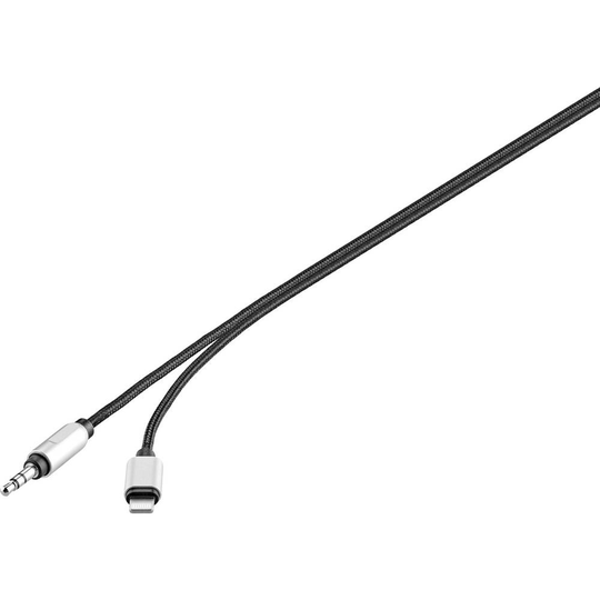 Renkforce USB / Teleplugg Audio Anslutningskabel [1x Apple Lightning hane - 1x Teleplugg 3.5 mm] 1.20 m Svart Aluminiumkontakt