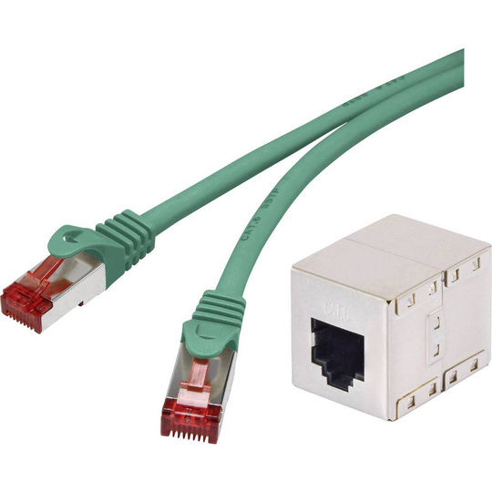 Renkforce RF-3829124 RJ45 Nätverk Förlängningskabel CAT 6 S/FTP 3.00 m Grön med låsskydd, guldpläterad kontakt