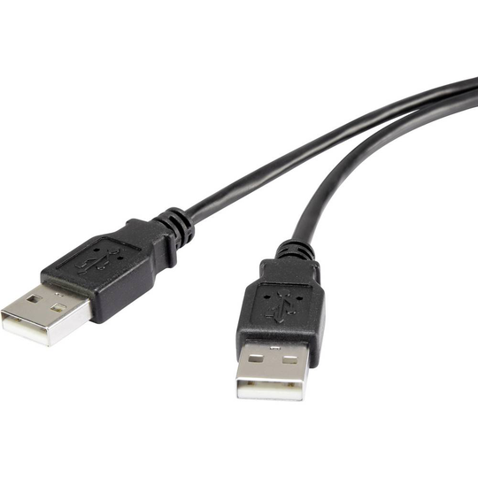 Renkforce RF-4463028 USB 2.0 [1x USB 2.0 A hane - 1x USB 2.0 A hane] 1.00 m Svart guldpläterad kontakt