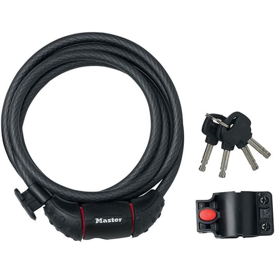 MASTER LOCK Cykel Stöldskyddskabel [1,8 m kabel] [Nyckel] [Exteriör] [Cykelhållare] 8130EURDPRO