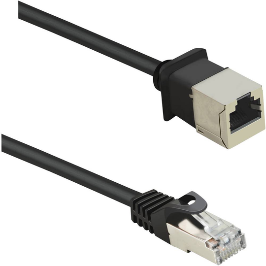 Renkforce RF-4394124 RJ45 Nätverk Förlängningskabel CAT 5e F/UTP 0.50 m Svart med låsskydd, guldpläterad kontakt