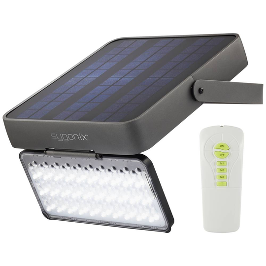 Sygonix Solcells-väggbelysning med rörelsedetektor SY-5176608 SMD LED 15 W N/A Grå-svart