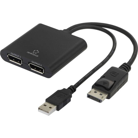 Renkforce DisplayPort Adapter [1x DisplayPort hane - 2x DisplayPort hona] Svart