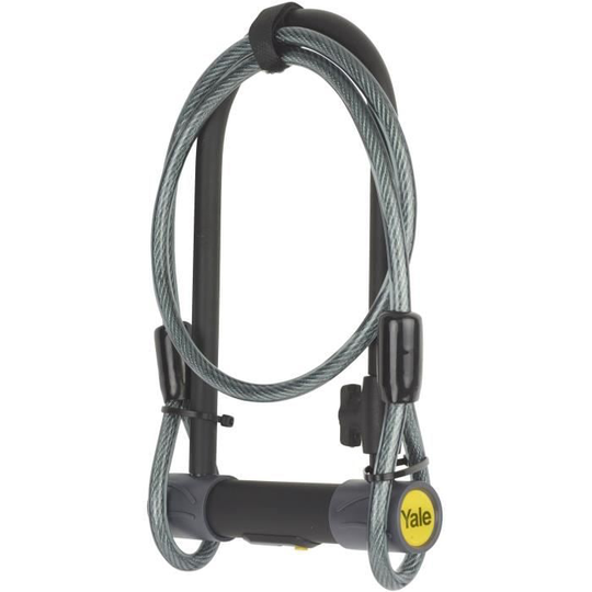 Yale Security U-Lock + kabel för cykel, mountainbike, 230 x 115 x 13 mm (certifierat säljs säkert silver)