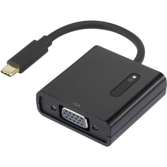 Renkforce USB / VGA Adapter [1x USB-C™ hane - 1x VGA hona] Svart guldpläterad kontakt