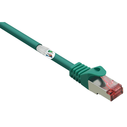 Renkforce RF-3432066 RJ45 Nätverk Anslutningskabel CAT 6 S/FTP 10.00 m Grön med låsskydd, guldpläterad kontakt, Flamskyddsmedel