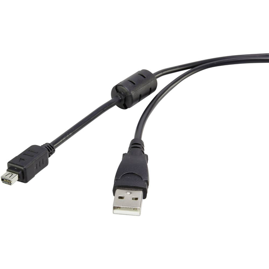 Renkforce RF-4536474 [1x USB 2.0 A hane - 1x Olympus] 1.50 m Svart med ferritkärna, guldpläterad kontakt