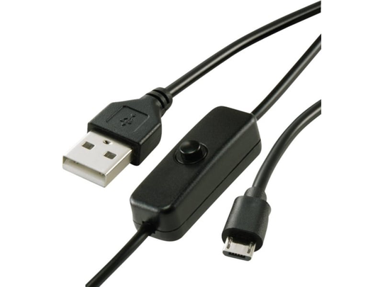Renkforce Strømkabel Raspberry Pi [1x USB 2.0 stik A - 1x USB 2.0 stik Mikro-B] 1.00 m Sort inkl. til/fra-kontakt