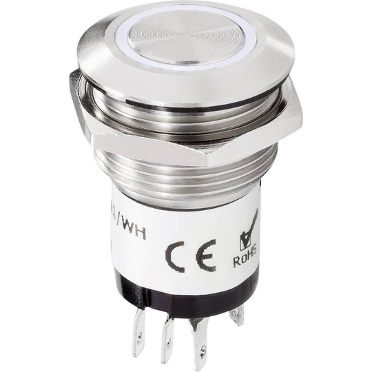 Renkforce RF-4707814 Klockknapp Belyst 1x Rostfritt stål, Vit 24 V DC/ 2 A, 24 V AC/ 1 A