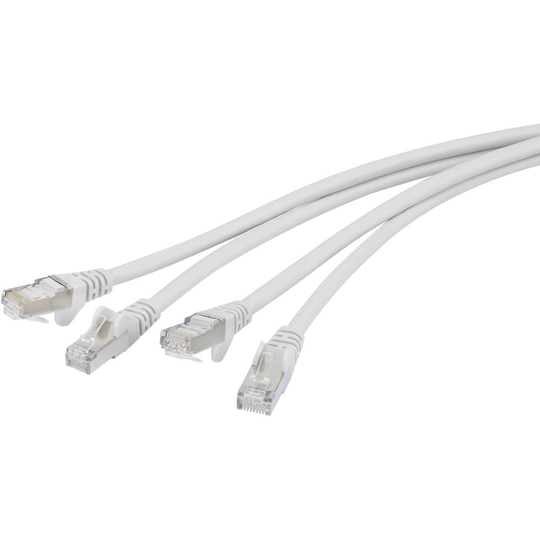 Renkforce RF-4737366 RJ45 Nätverk Anslutningskabel CAT 6A S/FTP 10.00 m Grå Flamskyddsmedel, med låsskydd, Duplex