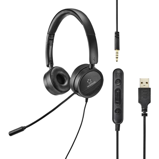 Renkforce RF-HS-360 Datorer On-ear headset Volymkontroll, Mikrofonljudavstängning Svart