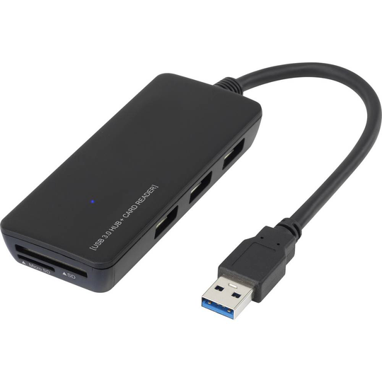 Renkforce 3 Port USB-Hub 3.0 SD-kortläsare Svart