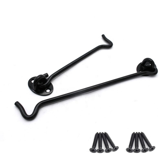 Krok och öga spärr för dörrfönster Rostfritt stål Svart 30 cm 12-delat