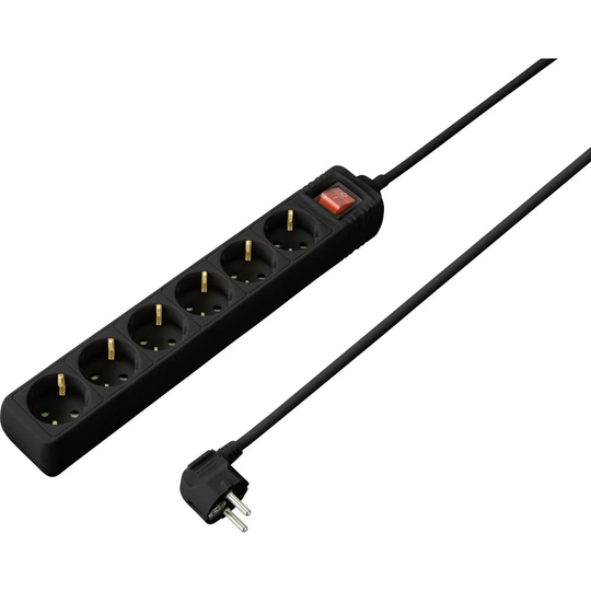 Sygonix SY-4891002 Förgreningsdosa med brytare Svart Skyddskontakt