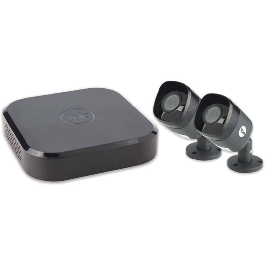 Yale SV-4C-2ABFX 4-kanals anslutet videoövervakningssystem 2 HD 1080P H.264+ utomhuskameror (IP67), Night Vision, Di