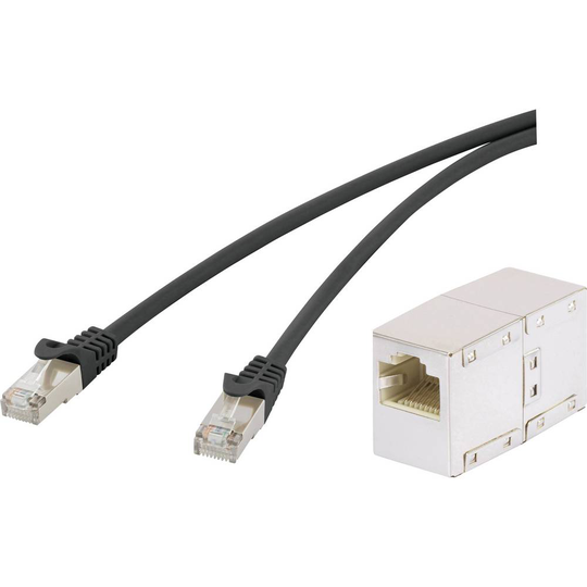 Renkforce RF-3828858 RJ45 Nätverk Förlängningskabel CAT 5e F/UTP 25.00 cm Grå med låsskydd