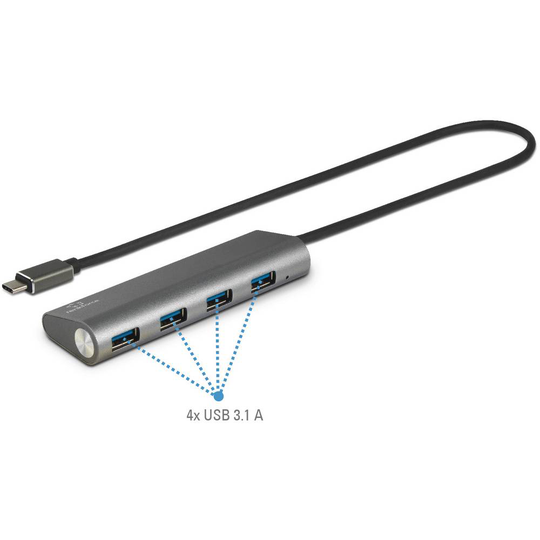Renkforce 4 Port USB-Hub 3.0 Aluminiumhölje Silver
