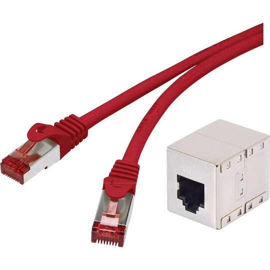 Renkforce RF-3829204 RJ45 Nätverk Förlängningskabel CAT 6 S/FTP 5.00 m Röd med låsskydd, guldpläterad kontakt