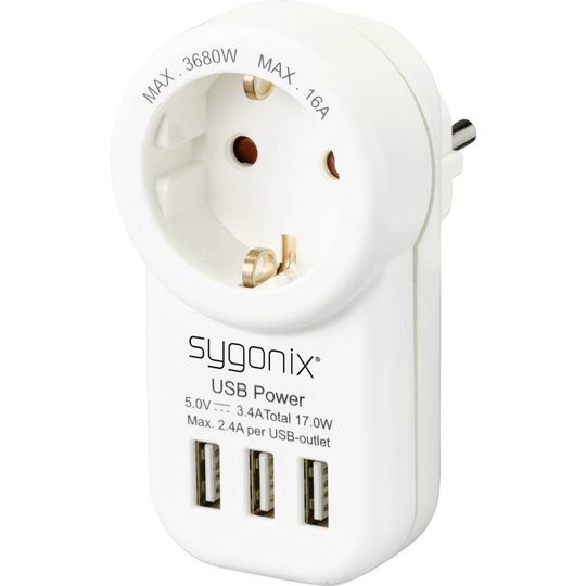Sygonix SY-4755856 Mellankontakt med usb Vit