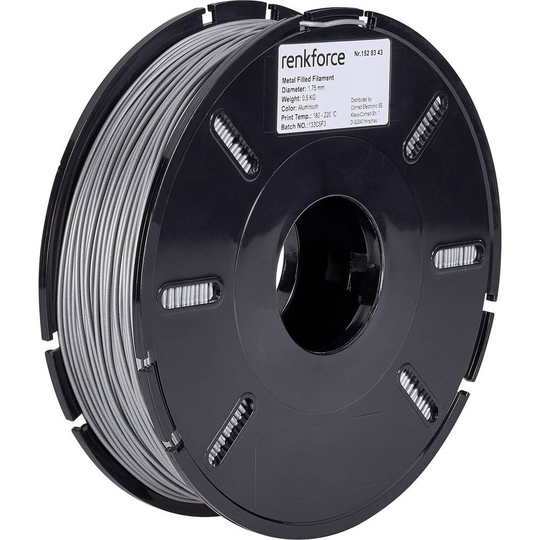 Renkforce 01.04.15.5103 3D-skrivare Filament PLA Compound 1.75 mm Aluminium 500 g