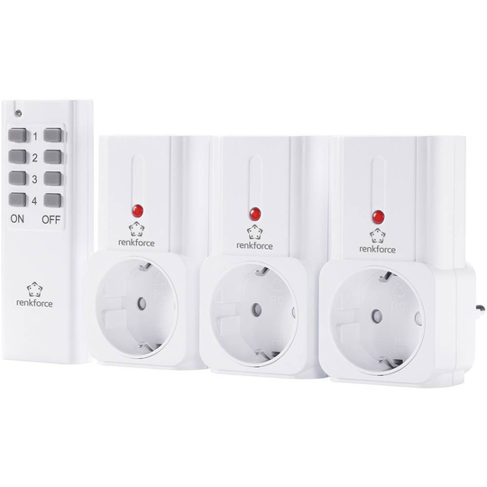 Renkforce 1208454 Set med vägguttag 4 delar Inomhus 2000 W