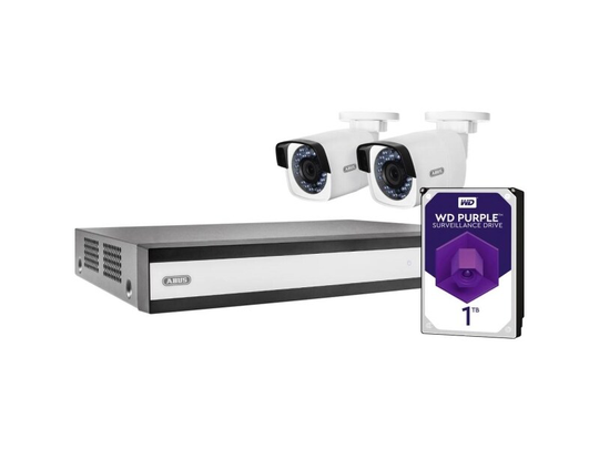 ABUS ABUS Security-Center : AutoID_3033324 LAN, WLAN IP-Overvågningskamera-sæt 4-kanals Med 2 kameraer 1920 x 1080 Pixel 1 TB