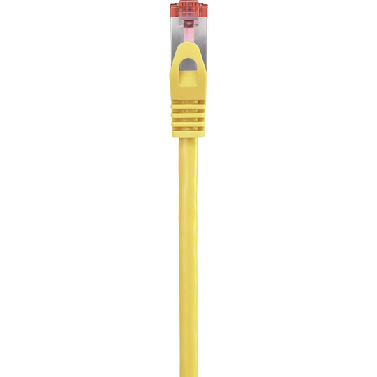 Renkforce RF-3432058 RJ45 Nätverk Anslutningskabel CAT 6 S/FTP 15.00 cm Gul med låsskydd, guldpläterad kontakt, Flamskyddsmedel