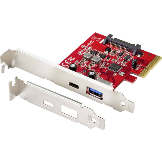 Renkforce RF-4599666 1+1 Port USB-C® 3.1 Gen2 gränssnittskort USB-C® 10Gbps, USB-A PCIe