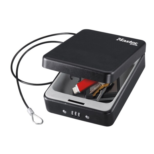 Master Lock Safe Space Small Combination Lock Box with Cable - Security box för mobiltelefon/spelare/kamera - mörkgrå, metall