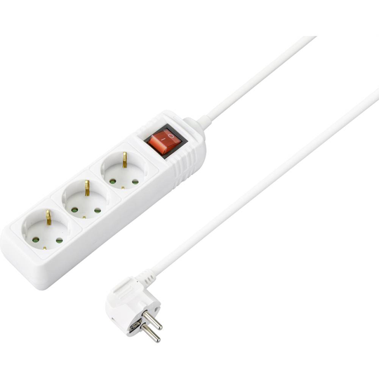 Sygonix SY-4890986 Förgreningsdosa med brytare Vit Skyddskontakt