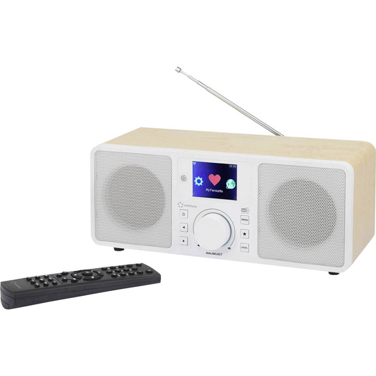 Renkforce RF-IRDAB-RETRO1 Internet-bordsradio DAB+, FM AUX, Bluetooth, Internetradio, WiFi, LAN DLNA-kompatibel Trä