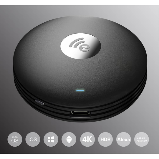 Renkforce Renkcast Streaming Mediaspelare 4K, HDR, AirPlay, DLNA, Miracast, kompatibel med Amazon Alexa, kompatibel med Google Home