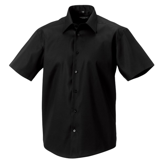 Russell Collection Kortärmad skjorta med kort ärm för män, Tailored Ultimate Non-Iron Shirt