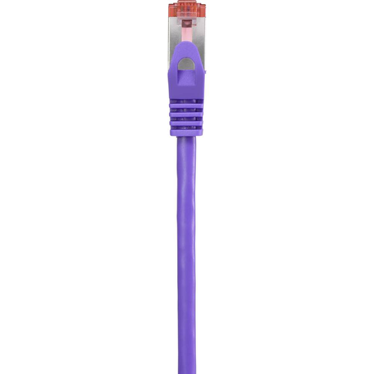 Renkforce RF-3432062 RJ45 Nätverk Anslutningskabel CAT 6 S/FTP 15.00 cm Violett med låsskydd, guldpläterad kontakt, Flamskyddsmedel