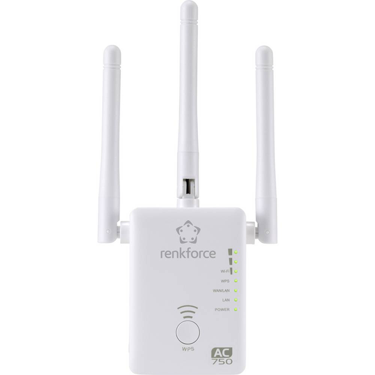 Renkforce WS-WN575A2 Dual Band AC750 WiFi Repeater 2.4 GHz, 5 GHz