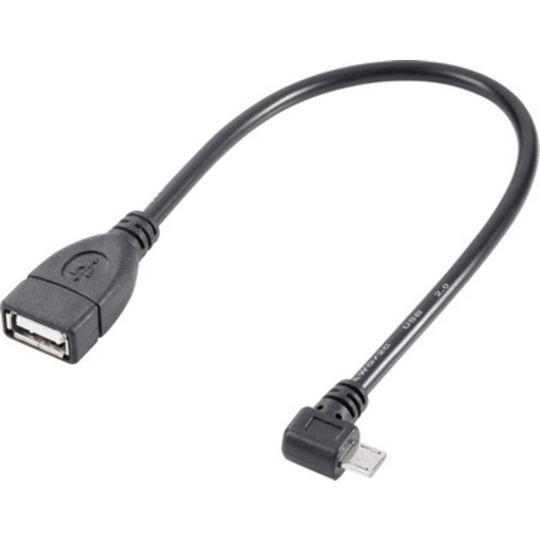 Renkforce RF-4080777 USB 2.0 [1x USB 2.0 Micro-B hane - 1x USB 2.0 A hona] 10.00 cm Svart OTG, guldpläterad kontakt