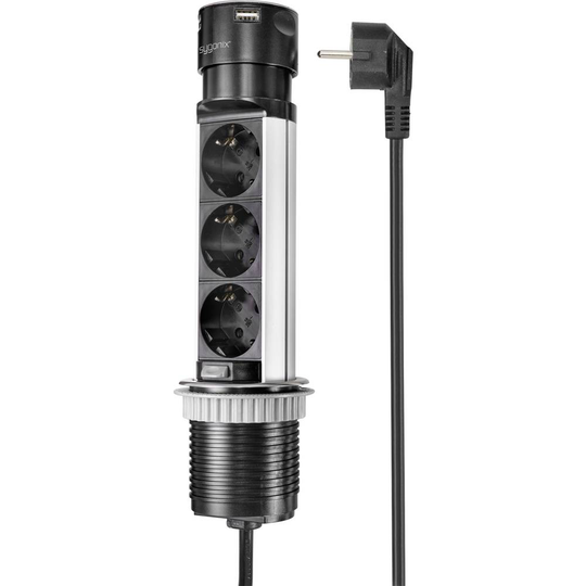 Sygonix SY-4997104 Kontaktpelare Svart, Rostfritt stål Skyddskontakt