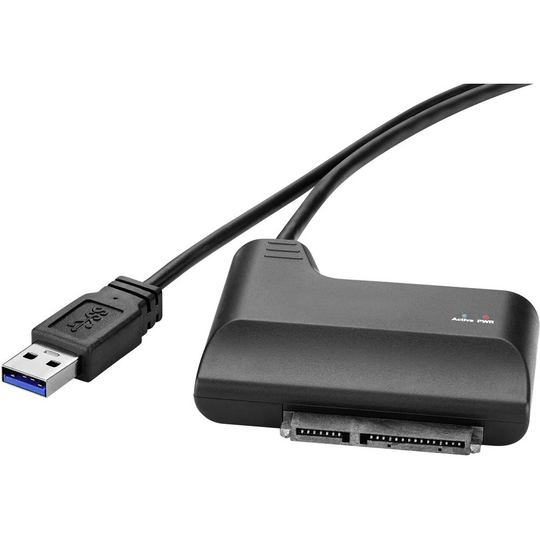 Renkforce Hårddisk Adapter [1x USB 3.2 Gen 1 A hane (USB 3.0) - 1x SATA-kombi hane 7+15 pol] 30.00 cm Svart