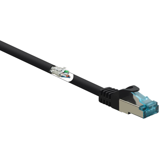 Renkforce RF-5047472 RJ45 Nätverk Anslutningskabel CAT 6A S/FTP 10.00 m Svart Flamskyddsmedel