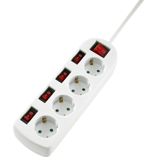 Sygonix SY-4535068 Förgreningsdosa med brytare Vit Skyddskontakt
