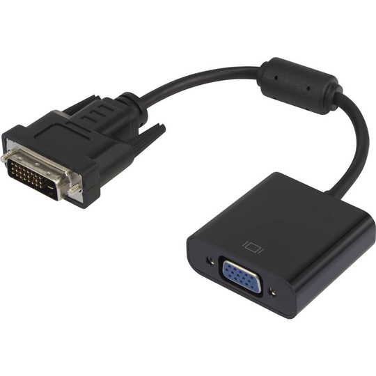 Renkforce DVI / VGA Adapter [1x DVI-hane 24+1 pol - 1x VGA hona] Svart med ferritkärna, guldpläterad kontakt